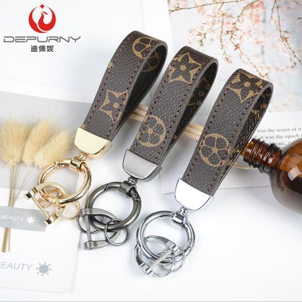 

creative gift presbyopic key chain leather personality spring ring key chain pu auto accessories, Silver