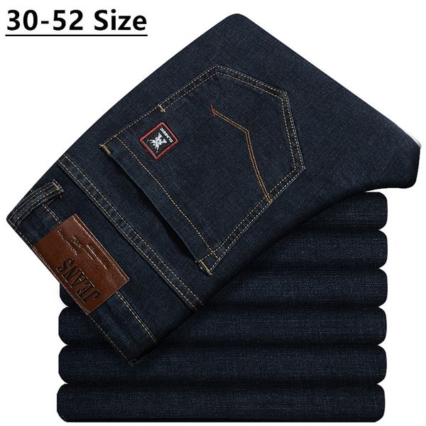 

plus size 42 44 46 48 50 52 men's classic black jeans business casual straight loose denim stretch jeans male brand trousers 210320, Blue