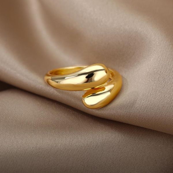 

wedding rings gold adjustable oval for women girl stainless steel open irregular geometry couple ring finger halloween jewelry 2021 bff, Slivery;golden