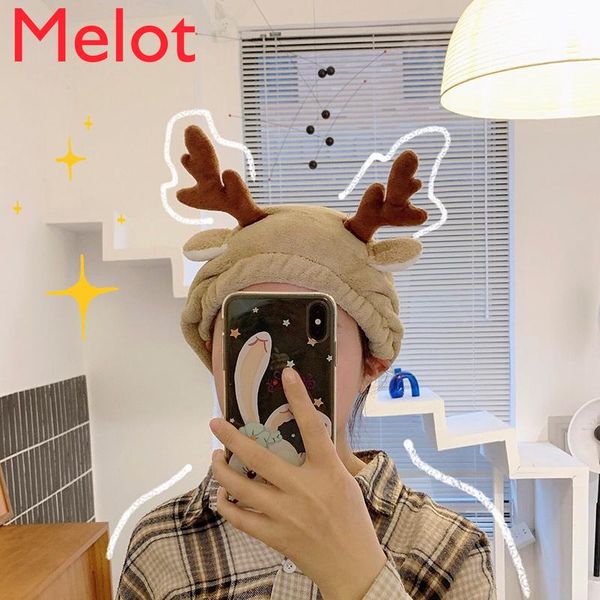 

towel cute deer horn hair-drying cap female super absorbent quick-drying shower cartoon turban padded beanie