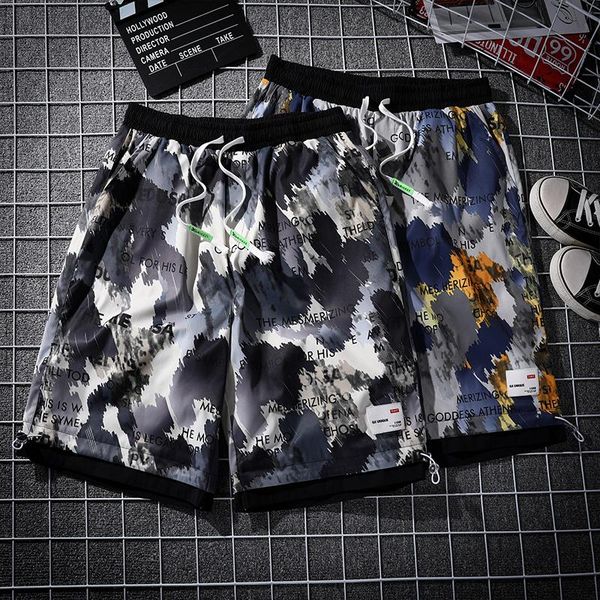 

men's shorts large size 7xl 8xl summer men camouflage beach board casual camo gym jogging running short pants bermuda masculina, White;black