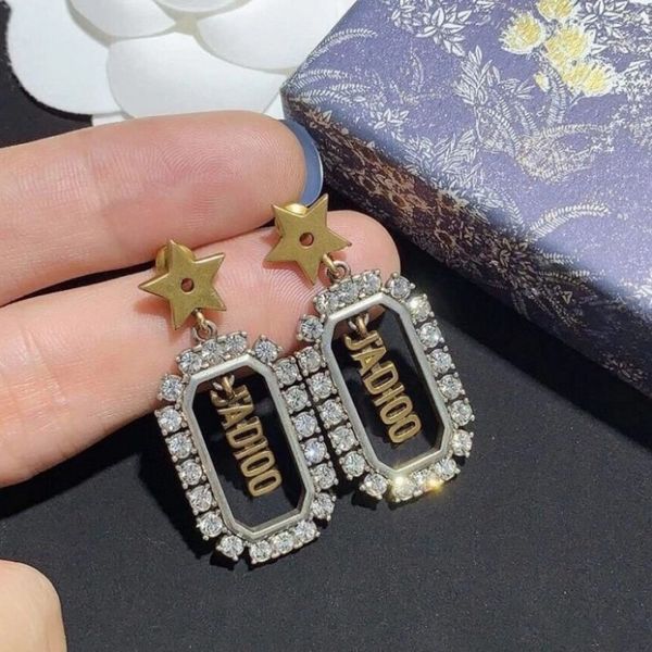 

fashions charm earrings style letter jadio pearl star set diamond, Golden