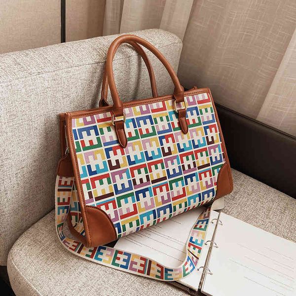 

luxury handbags women's 2021 new fashion large capacity underarm one shoulder travel bag net red print letter portable tote bag