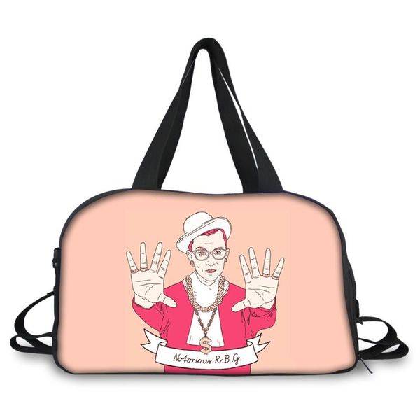 

duffel bags custom portable travel trip bag ladies gym totes female cartoon ruth bader ginsburg print