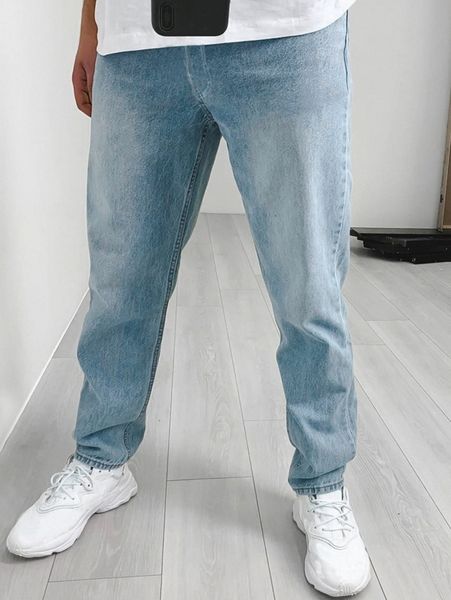 

men pocket patched washed jeans x757#, Blue
