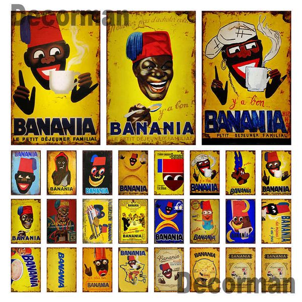 

[ decorman ] france banania metal sign custom wall poser iron painting pub room bar l decor lta-3143