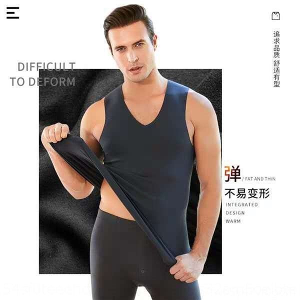 

dex8 autumn and winter traceless men' warm plush thickened heat base warm men' tank underwear vestshirt slim underwear large ve, White;black