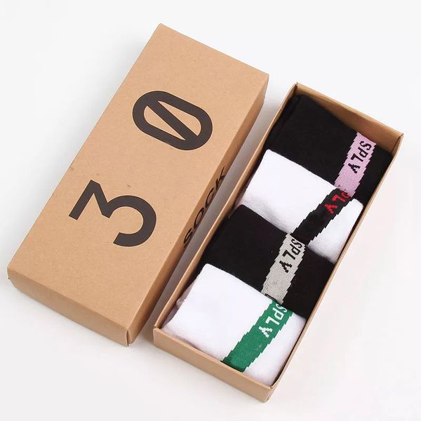 

men's socks 2021 mens socks classic letter men fashion sock casual cotton printed 4 pairs/box t2301312, Black