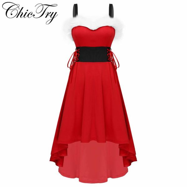 

women female christmas dress off shoulder autumn fashion dresses faux-fur lace up asymmetrical high low midi casual, Black;gray