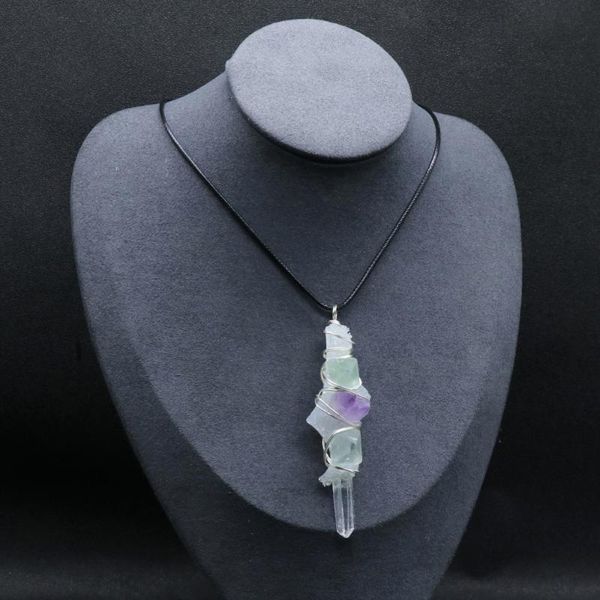 

pendant necklaces necklace natural stone white crystal raw pillar resin winding for party banquet jewelry gifts, Silver