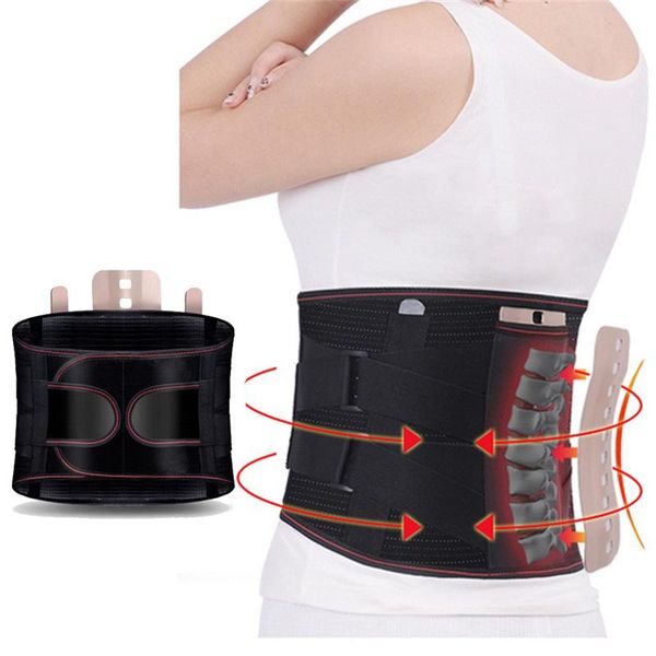 

tourmaline self-heating magnetic therapy waist support belt double banded adjustable lumbar back brace, Black;gray