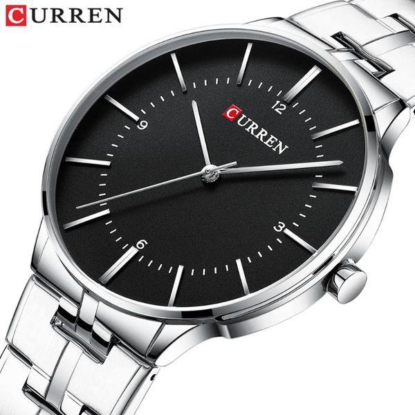 

wristwatches mens classic quartz analog watch curren luxury fashion business wristwatch stainless male sport watches clock relogio masculino, Slivery;brown