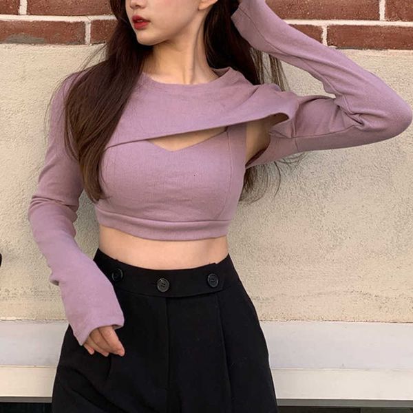 

women's sweaters knitted sweater bottoming shirt two-piece female spring style black tight short long-sleeved 12tg, White;black