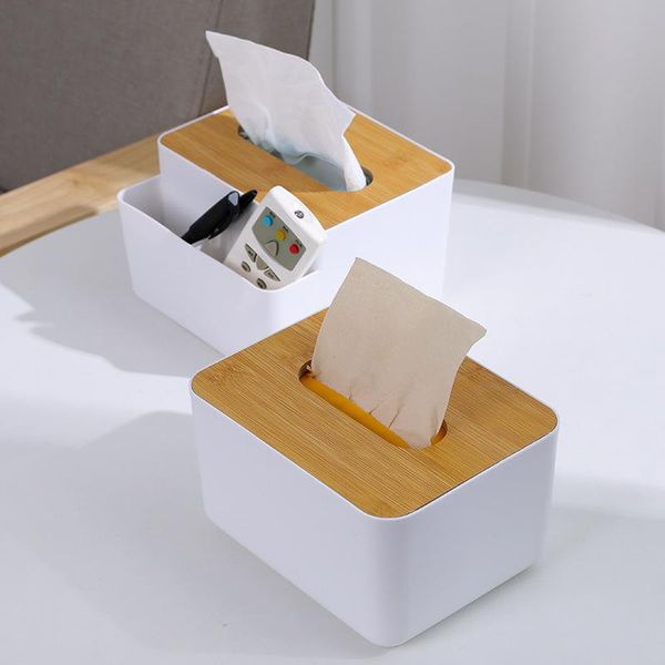 

tissue boxes & napkins bamboo cover plastic box holder multifunctional kitchen deskdraw paper storage organizer office home table napkin