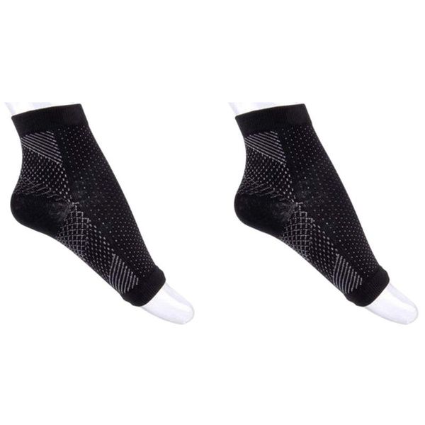 

-2 pair foot ankle compression socks anti fatigue varicose feet sleeve outdoor-s/m & l/xl support, Blue;black