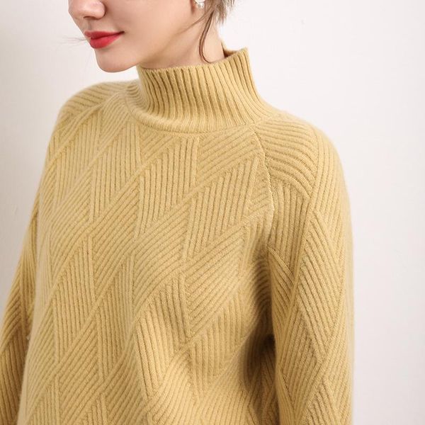 

women's sweaters bareskiy 20 autumn/winter 100% pure wool sweater ladies high-neck slim pullover padded plus size warmth and thin, White;black