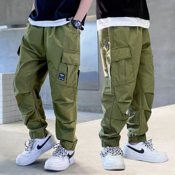 

trousers 4-13 years boys pants korean style fashion summer cotton sport kids children casual elastic waist, Blue