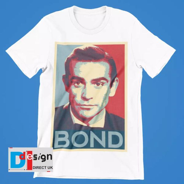 

James Bond Sean Connery T-Shirt Thunderball Goldfinger, Dr No, Movie Retro Tee h, White;black