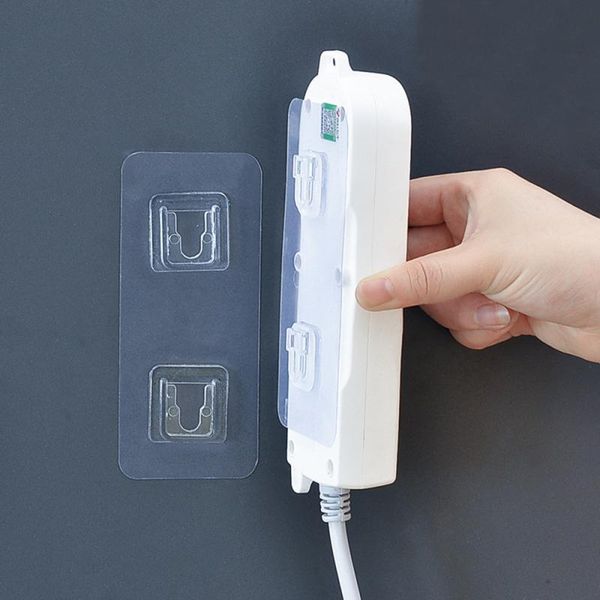 

power strip holder wall sticker plug-in router storage seamless hole-frame wall-mounted socket connection hooks & rails