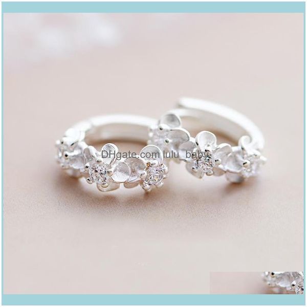 

jewelrysolid sterling sier little flowers zirconia hie hoop earrings a1935 & drop delivery 2021 pivad, Golden;silver