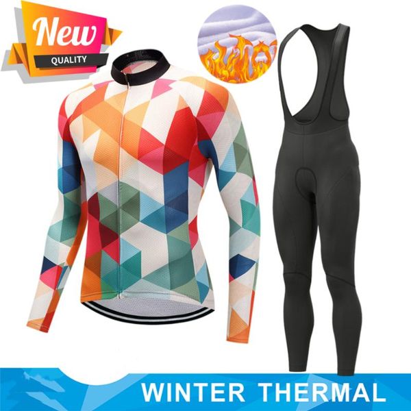 

racing sets 2021 men's winter cycling jersey thermal fleece long sleeve clothing mtb equipment ropa ciclismo hombre invierno, Black;blue