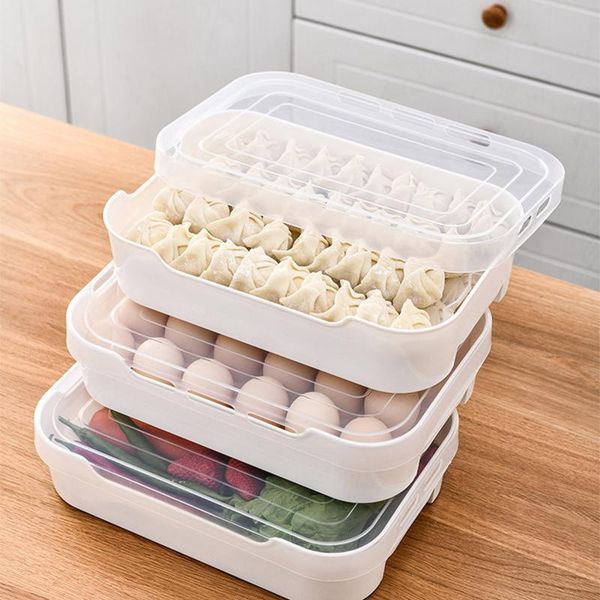 

refrigerator storage box kitchen accessories organizer 24 grids fresh dumplings vegetable egg holder stackable #lr1 bottles & jars