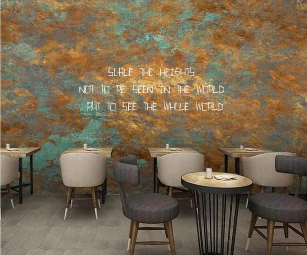 

wallpapers custom 3d mural wallpaper retro nostalgic rust iron english alphabet cafe background wall decorative painting