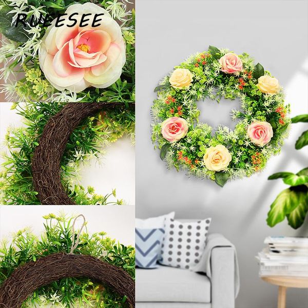 

decorative flowers & wreaths flower wreath 22 in door large garland artificial rose wall hanging front home christmas wedding decoration lea