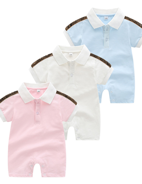 

kids romper baby clothes short-sleeved one-piece cotton thin section stitching letters newborn boy girl romper 0-24 months, Blue
