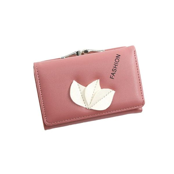 

wallets floral print ladies short wallet women buckle purse change card coin pocket casual style holder, Red;black
