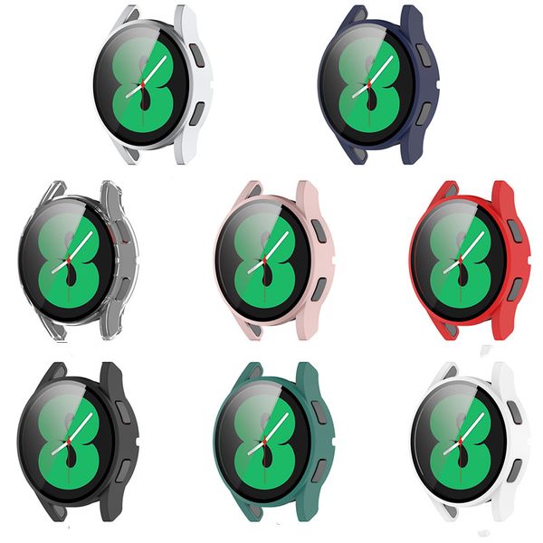 

hard pc protective case + tempered glass screen protector for galaxy watch 4 classic full protection frame cover shell clear cases 40mm 44m