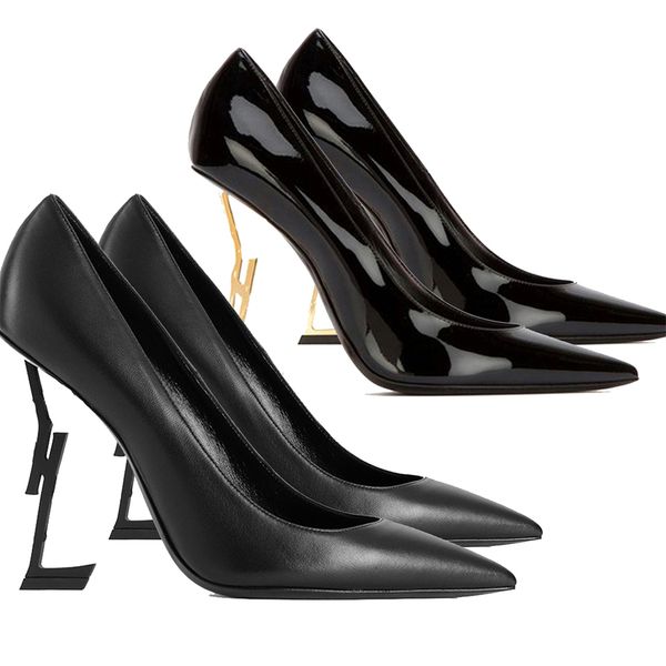 

designer new 2023s womens patent leather heel luxurys dress shoes classic sandals party leaky heels party womens dress shoes, Black