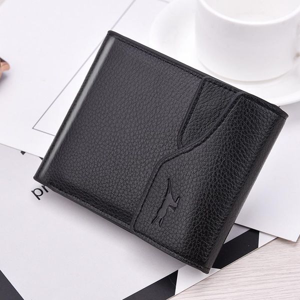 

men's wallet short large capacity multi-card pocket wallets, Red;black