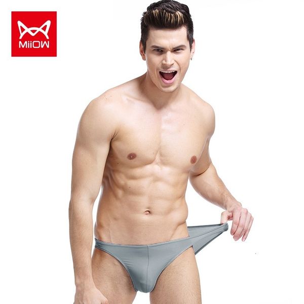 

catman breathable thin u convex men's small triangle underwear ice silk seamless low waist transparent narrow edge, Black;white