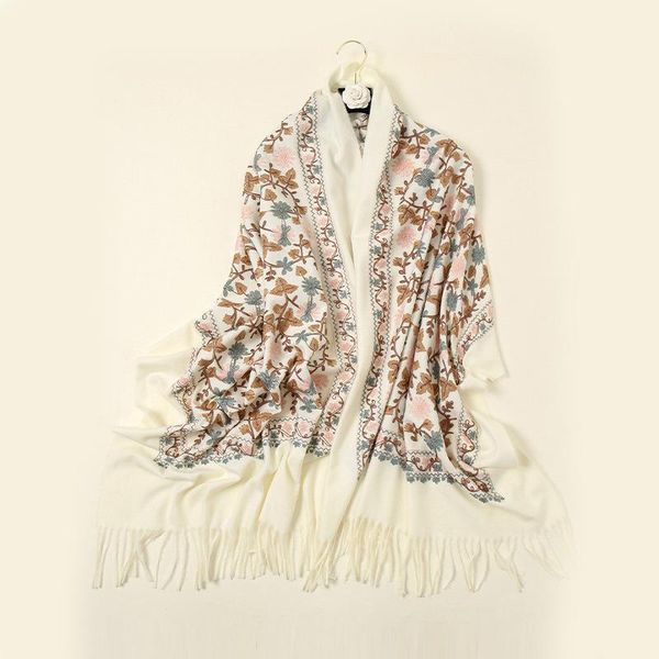 

scarves fashion winter cashmere scarf lady design warm pashmina blanket aztec stitch floral women shawl female decoration thick foulards, Blue;gray