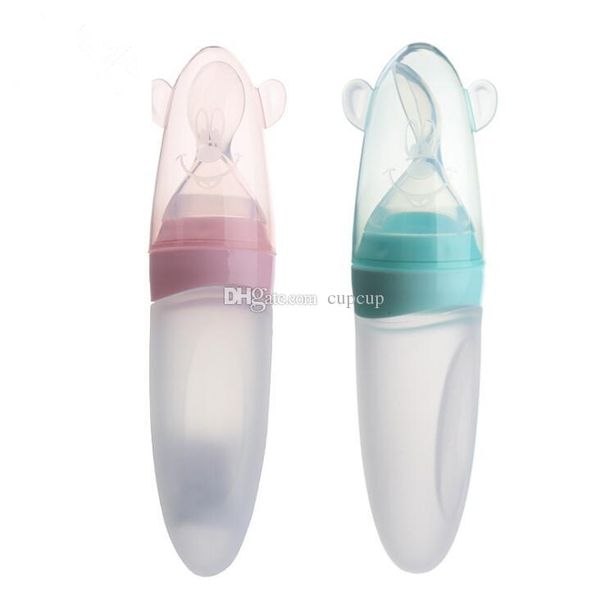 90ml Baby Squeezing Feeding Spoon Silicone Training Scoop Feeder Safe Tableware Infant Supplement Bottle