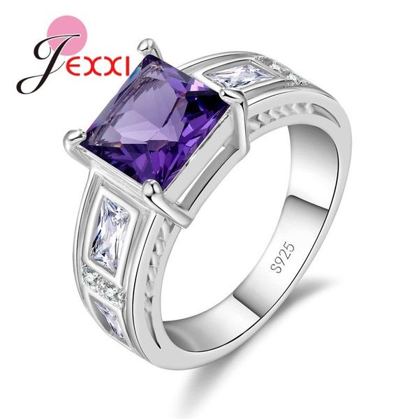 

cluster rings 925 sterling silver party for women fashion cubic zircon crystal wedding engagement jewelry 5colros, Golden;silver