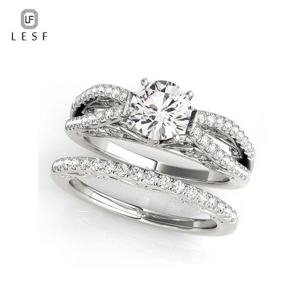 

wedding rings lesf luxury ring sets for women 2pcs couple vintage 925 silver zircon fashion jewelry accessories can be customize, Slivery;golden