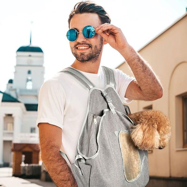 

pet backpack expandable carrier bag with mesh window pocket light reflective stripe small dog puppy or kitten travelling car seat covers