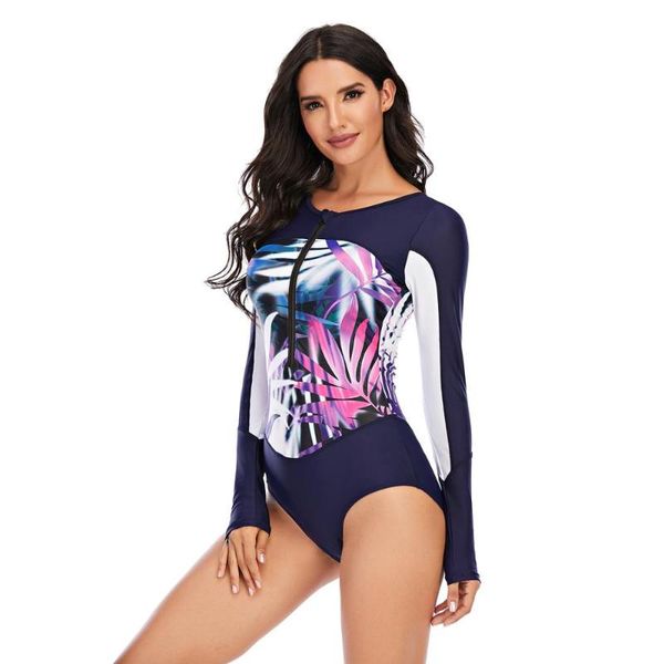 

summer plus size swimwear women one piece swimsuit 2021 long sleeve swimming sport rashguard bathing suit bodysuit beach wear two-piece suit