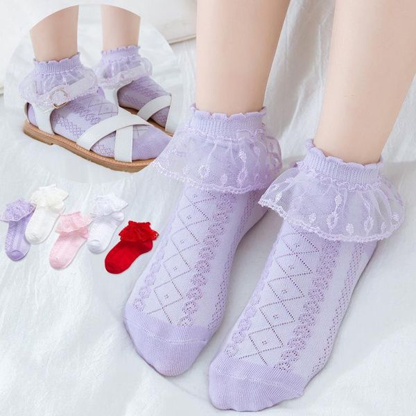 

thin section summer pincess sock children mesh breathable baby girl socks lace dance white, Pink;yellow