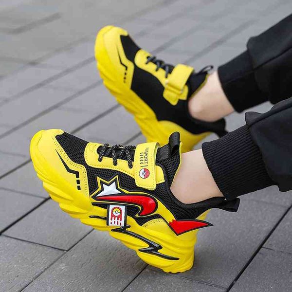 

2021 autumn new boys' mesh breathable sneakers fashion soft soled running middle school children's casual shoes, Black