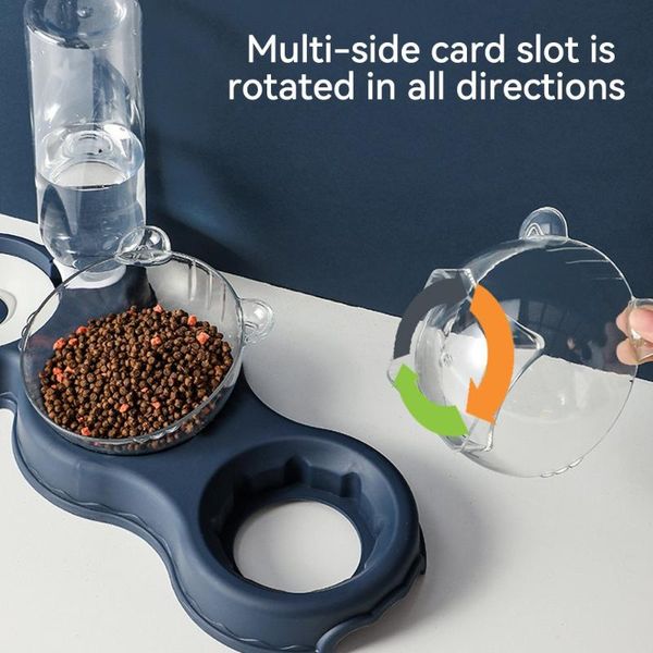 

cat bowls & feeders pet bowl automatic feeder 3-in-1 dog food with water fountain double drinking raised stand dish for cats