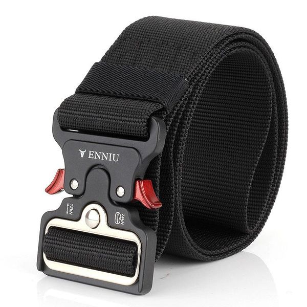 

belts men's tactical nylon belt army military trousers metal buckle canvas waistband male outdoor training waist wide, Black;brown