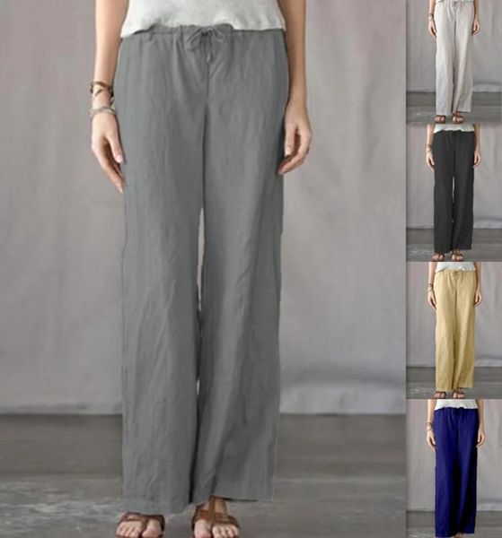 

women's spring and summer pure color cotton linen loose casual trousers durable comfortable women yoga outfit
