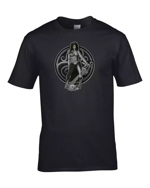 

GAULISH WARRIOR- Celtic Tribeswoman Character - Youth Boy's T-Shirt, White;black