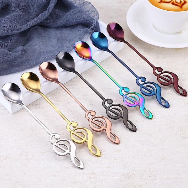 

1pcs musical note milk coffee spoons stainless steel stirring set sugar ice cream mug dessert spoon drink tableware