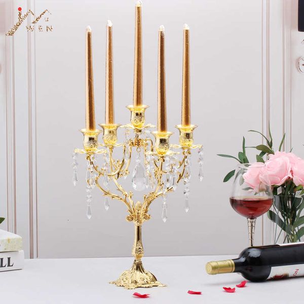 Titulares de Vela de Estilo Europeu Candelabra Romântico Romântico Jantar de Candelos Castiçais Casa para Casamento Decoração Centerpiece Sh190924