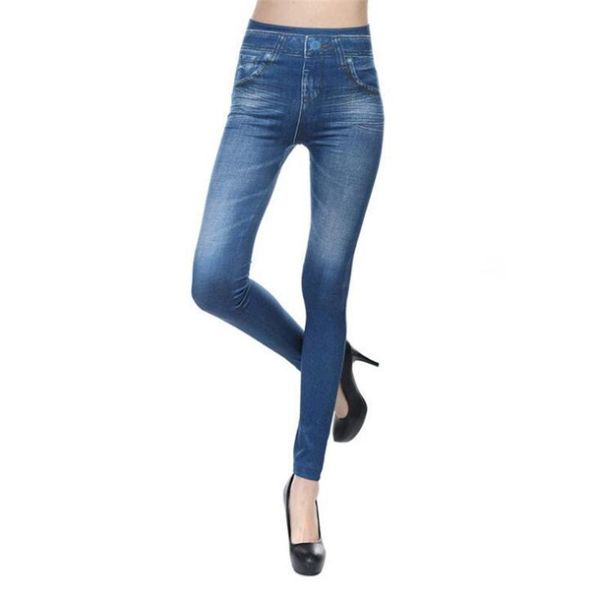 

women's leggings viianles women mitation cowboy jeggings push up workout pants faux denim fitness legging jeans high waist xxl, Black