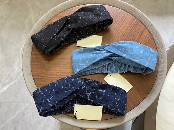 

designer denim headbands hair bands for women fashion ladies full letter printed party outdoor sports yoga headwrap gift accessories gifts, Blue;gray